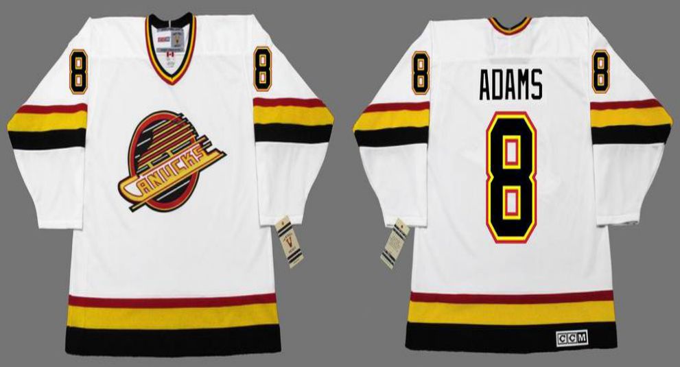 2019 Men Vancouver Canucks #8 Adams White CCM NHL jerseys